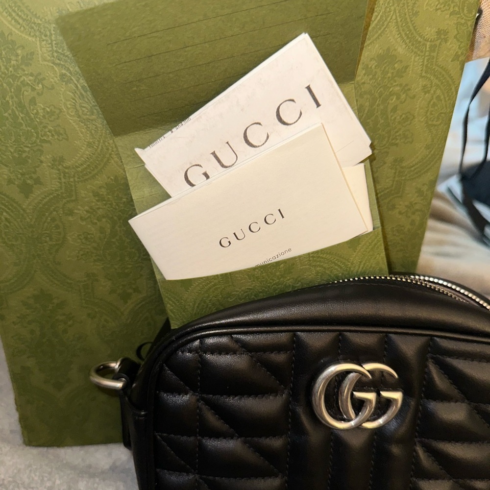 Gucci Black Leather Crossbody with Silver Accents
